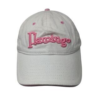 Flamingo Strapback Hat Tan Adult Adjustable Embroidered Vent Holes